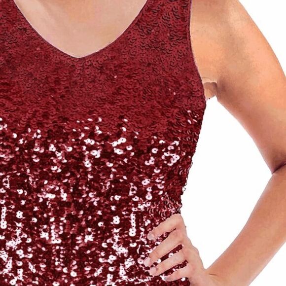 ❤️✨ Plus Size Red Sequin Sparkly Bodycon Sleeveless Party Tank Dress 3XL NWT - Picture 5 of 11